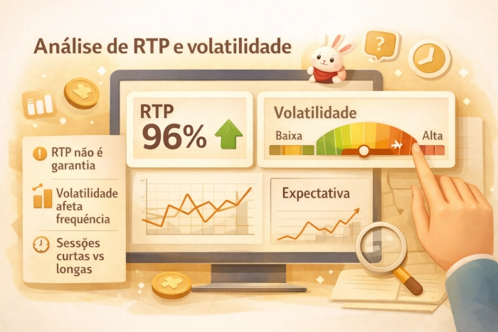 Ilustração explicativa sobre análise de RTP e volatilidade no Fortune Rabbit