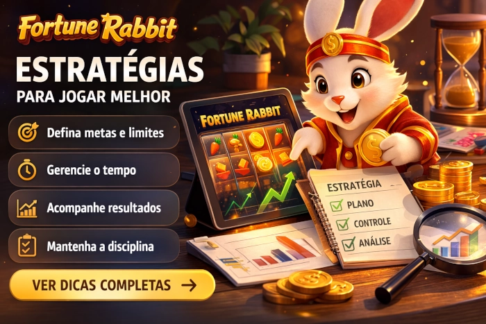 Ilustração com estratégias e dicas para Fortune Rabbit