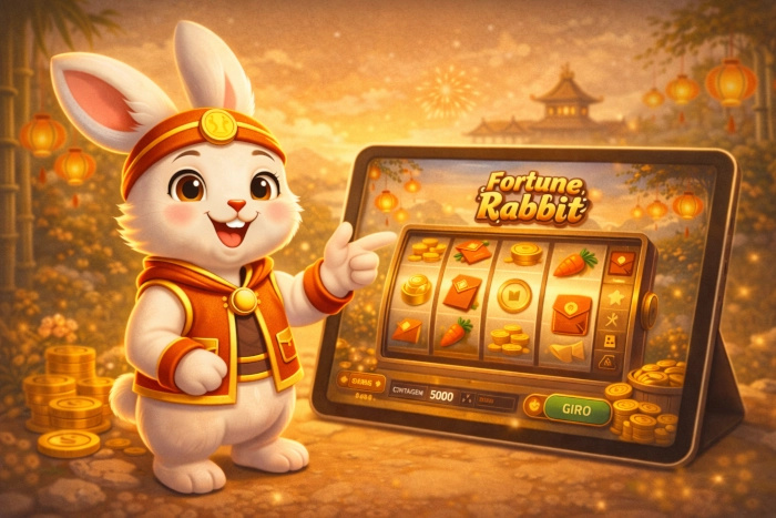 Ilustração da versão demo do Fortune Rabbit em tablet