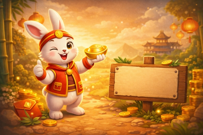 Ilustração do Fortune Rabbit explicando como o jogo funciona