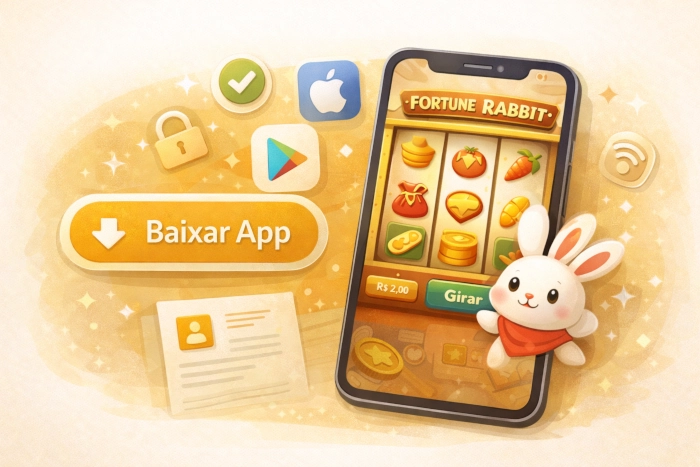 Illustration of the Fortune Rabbit app on a mobile device
