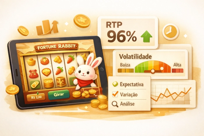 Ilustração sobre RTP e volatilidade no Fortune Rabbit