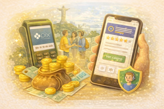 Ilustração sobre pagamentos e experiência mobile em cassinos online no Brasil