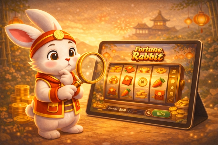 Ilustração mostrando como testar a demo do Fortune Rabbit antes de jogar